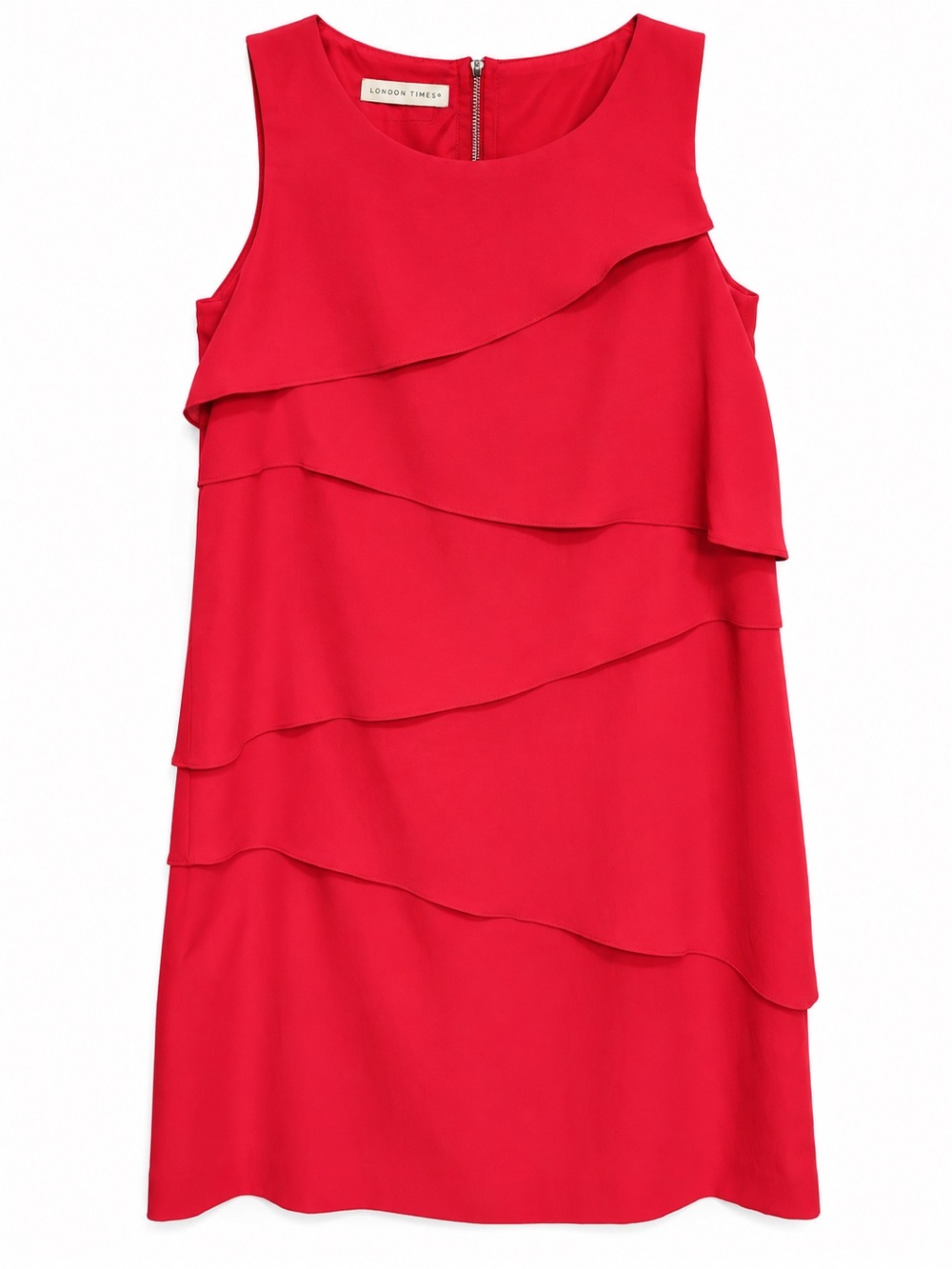 London Times Red Ruffle Shift Dress – Size 8